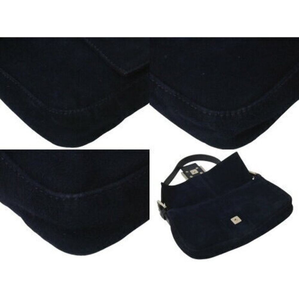 FENDI Mamma Bucket Hobo Shoulder Bag Suede Leather Navy Blue - Picture 6 of 8